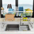 Yuming Factory 304 Stainless Steel Dish Drying Rack Over Sink Drainer Shelf for Kitchen Supplies Storage